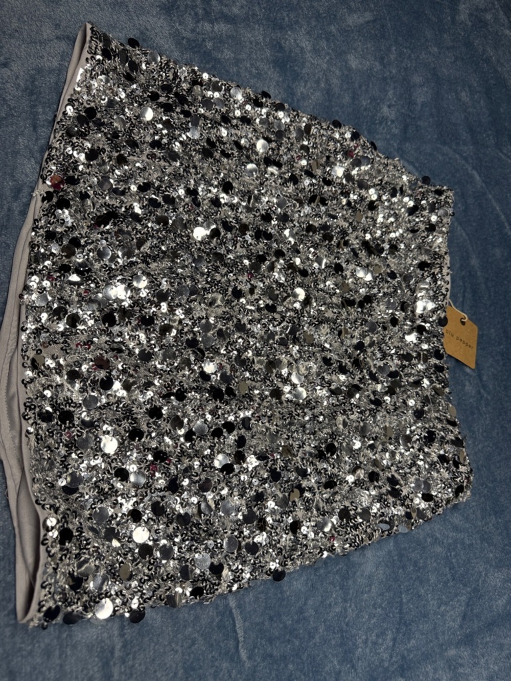 Blu pepper Sequin Embellished Silver Mini Skirt